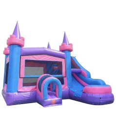 Pink Castle Water Slide Bounce House Combo