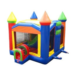 5-Part Multi Play Rainbow Inflatable Bounce House with Slide