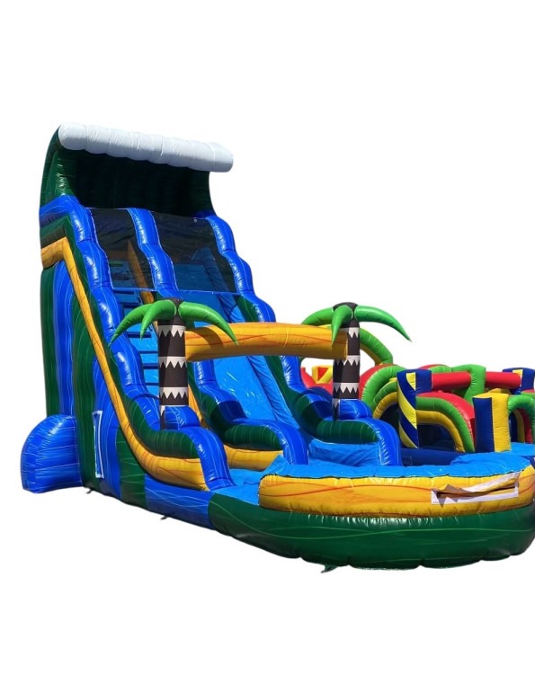 22ft Blue and Green Tropical Water Slide