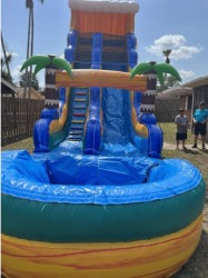 22 ft Yellow and Blue Jungle rush water slide
