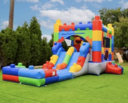 Double Lane Lego Blocks Bounce house combo